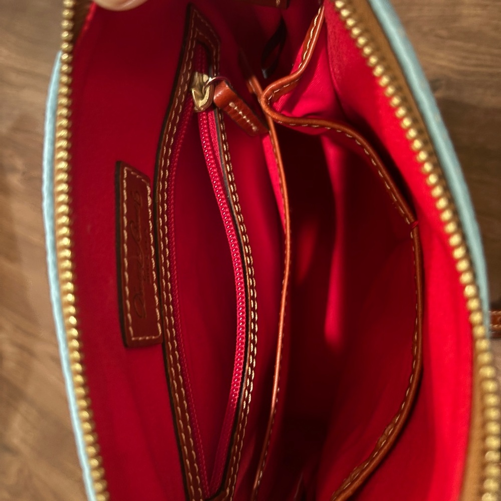 Dooney & Bourke Light Blue and Brown Crossbody Bag - Picture 3 of 4